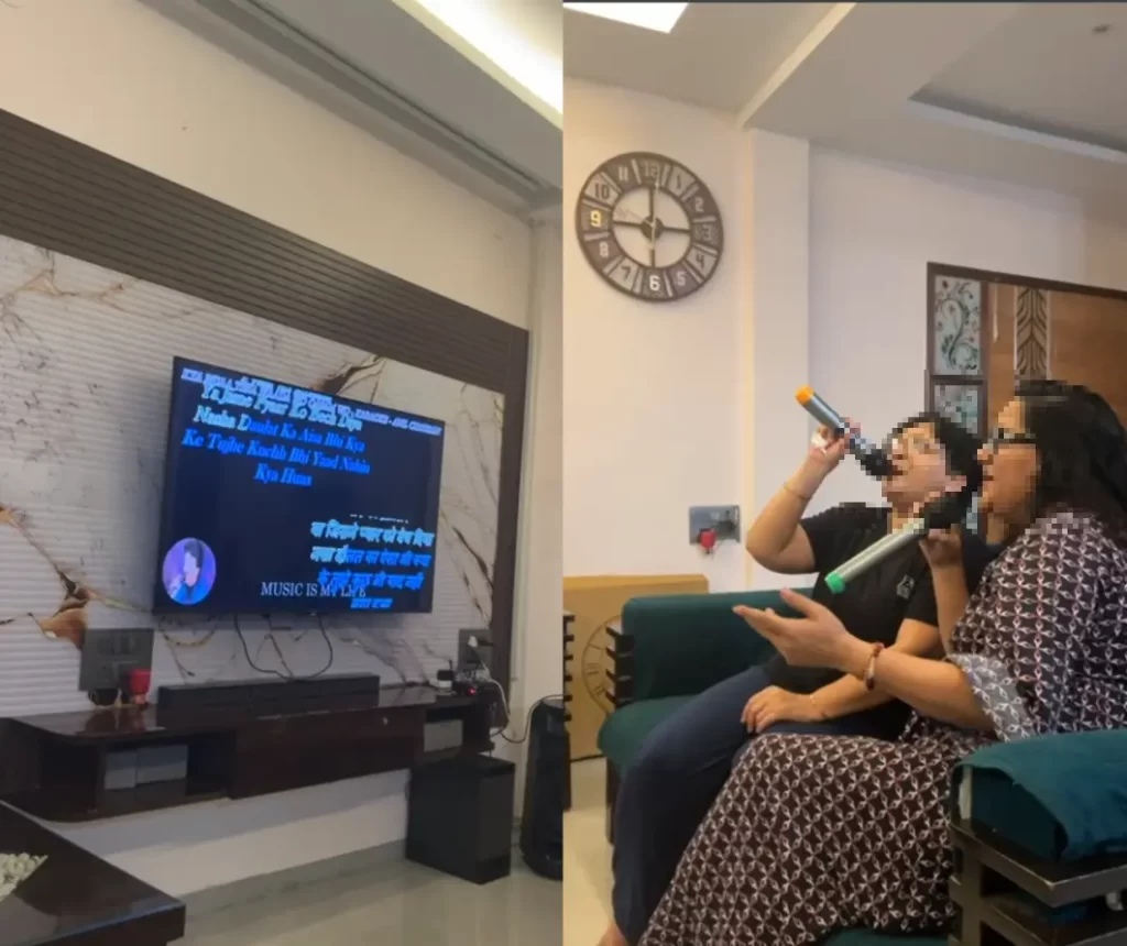 Guests enjoying karaoke night at Misty Palace during a weekend escape to Lonavala from Mumbai and Pune