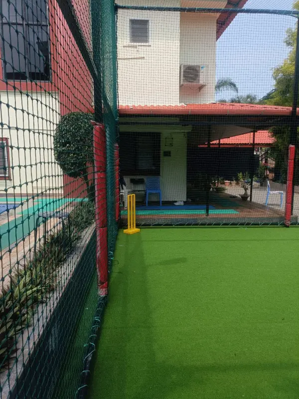 Home 3 Cricket turf with villa in background and nets installed - Misty Palace Villa, Lonavala